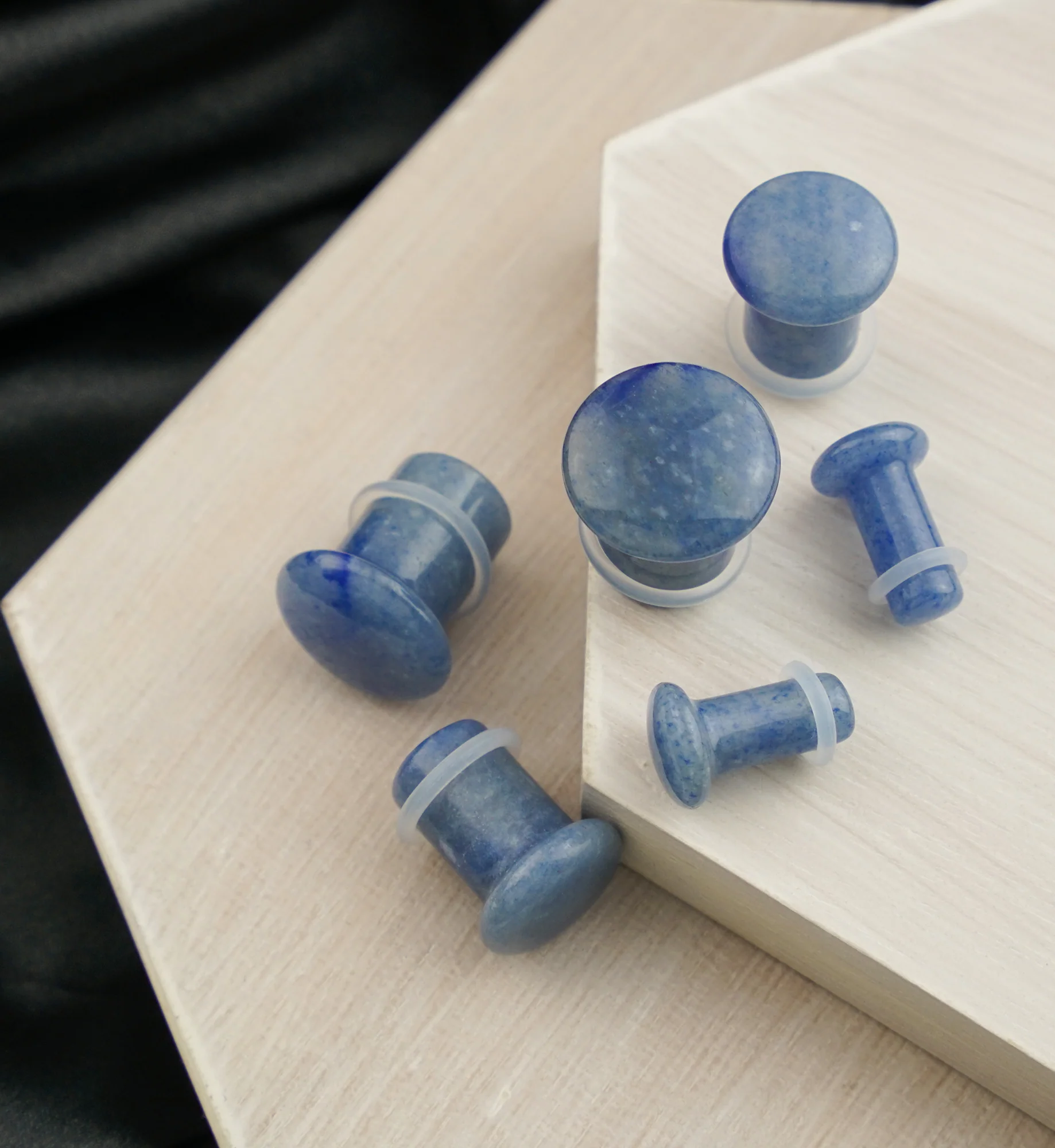 Blue Aventurine Stone Plugs - Single Flare - Image 3