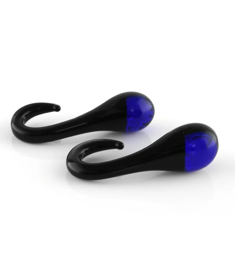 Blue Drip Glass Ear Weights - Image 2