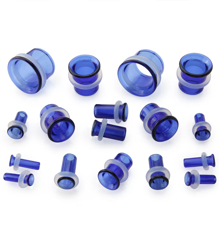 Blue Glass Single Flare Tunnels - Image 2