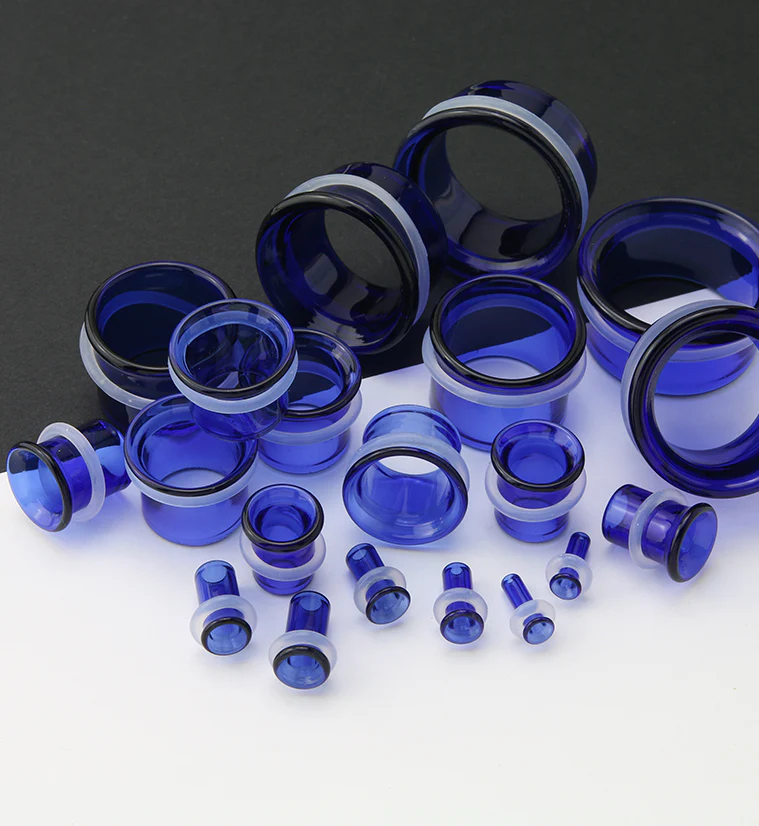 Blue Glass Single Flare Tunnels - Image 3