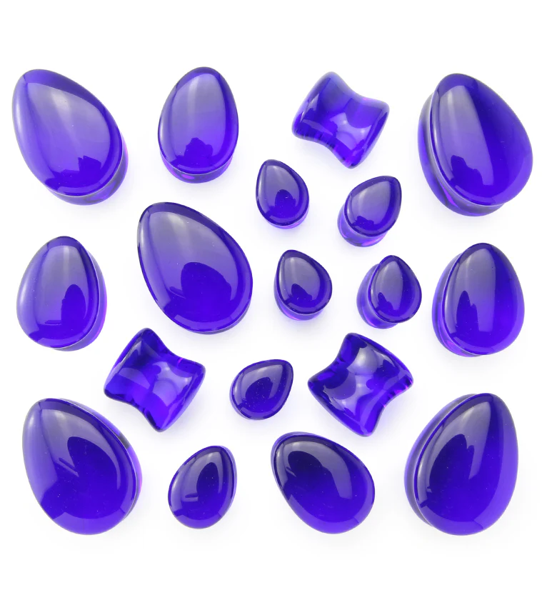 Blue Glass Teardrop Plugs