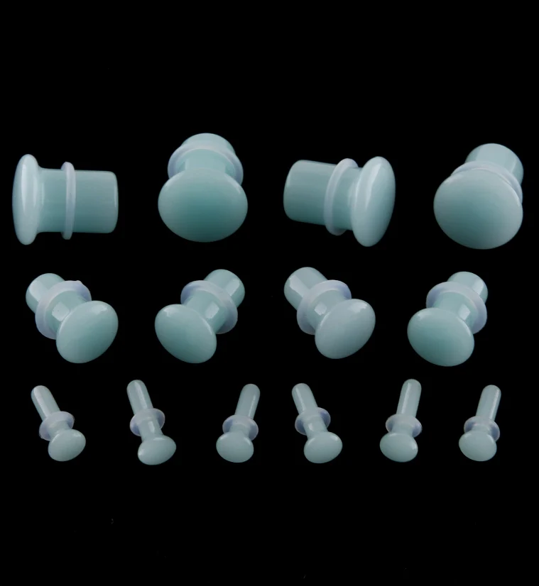 Blue Glow in the Dark Glass Plugs - Single Flare - Image 5
