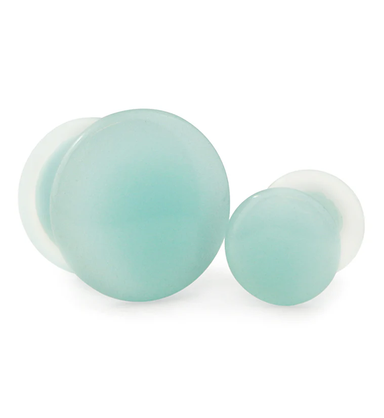 Blue Glow in the Dark Glass Plugs - Single Flare - Image 7