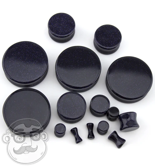 Blue Goldstone Glass Plugs - Image 4
