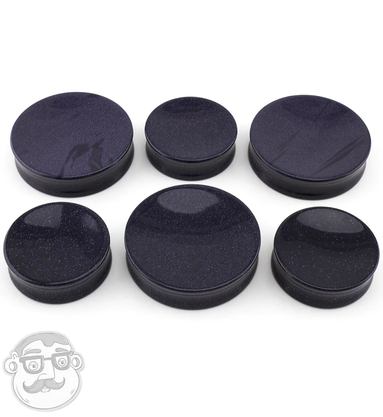 Blue Goldstone Glass Plugs - Image 6