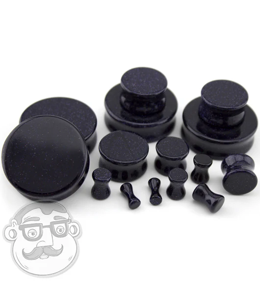 Blue Goldstone Glass Plugs - Image 8