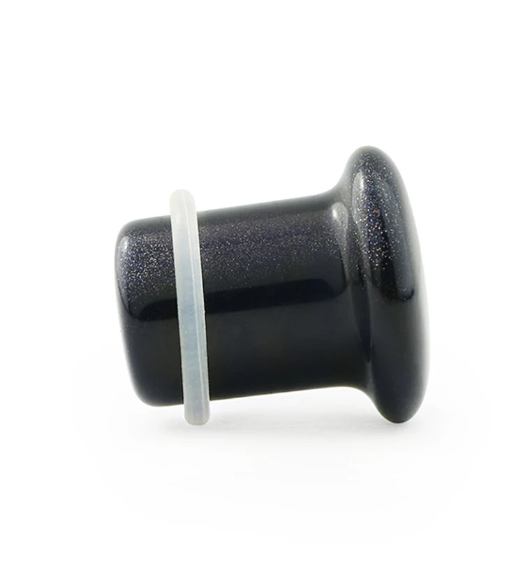 Blue Goldstone Glass Plugs - Single Flare - Image 3