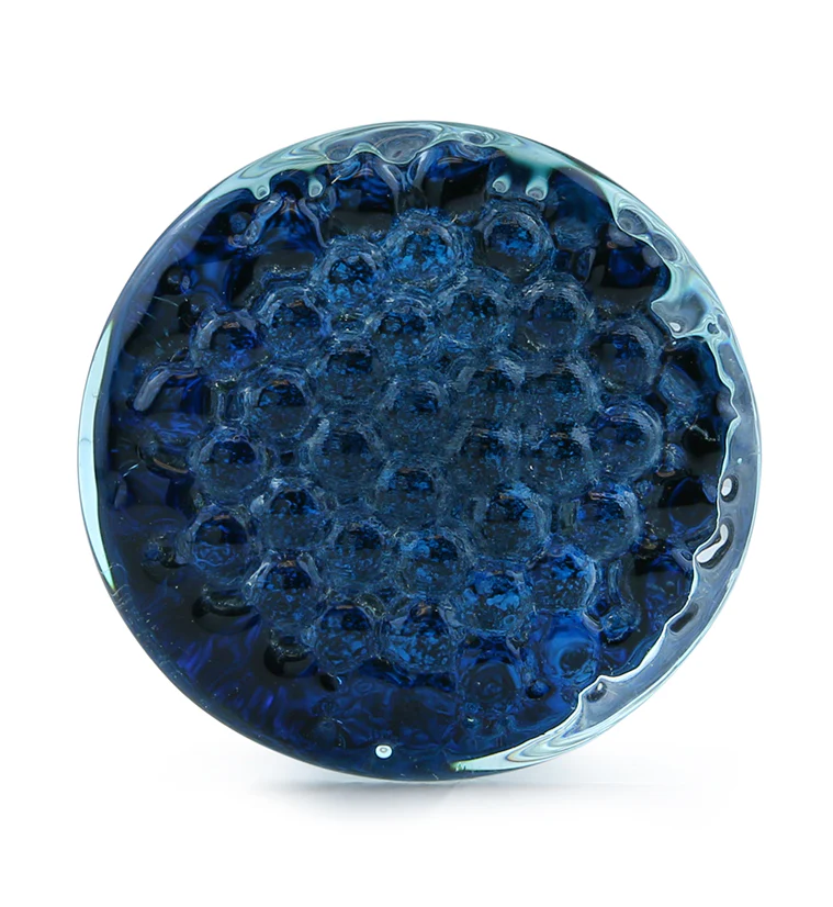 Blue Honeycomb Glass Double Flare Plugs - Image 3