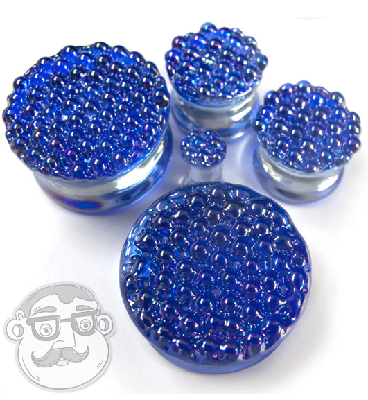 Blue Iridescent Glass Plugs - Image 6