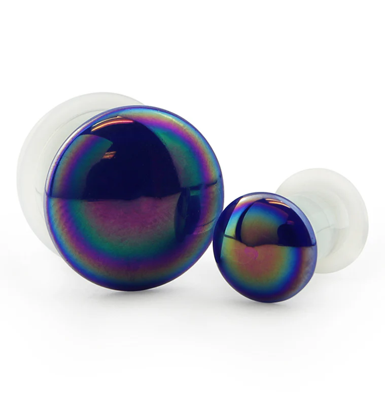 Blue Oil Splash Single Flare Glass Plugs - Image 4