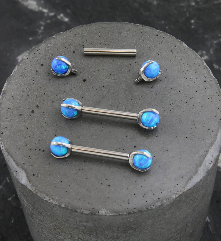 Blue Opalite Claw Titanium Barbell - Image 2