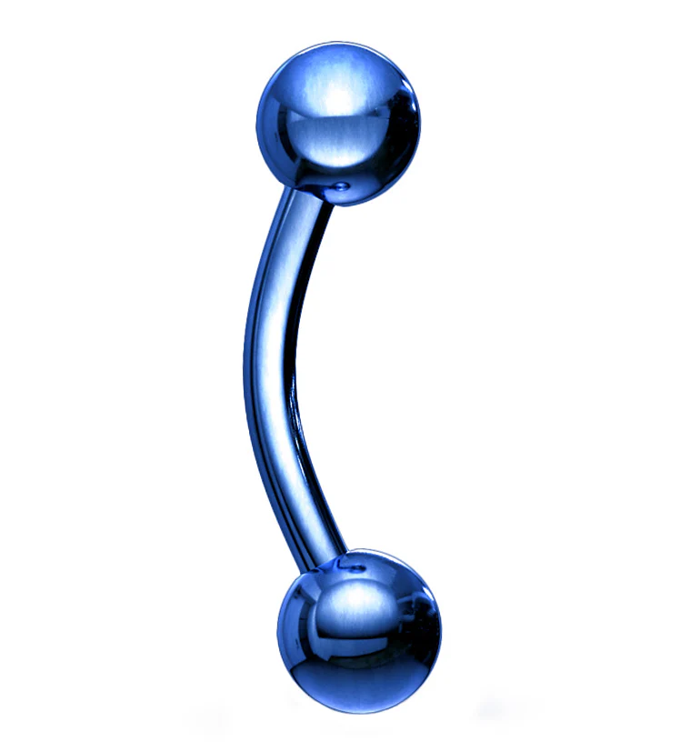 Blue PVD Plated Curved Barbell