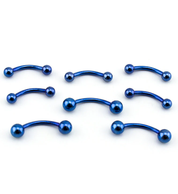 Blue PVD Plated Curved Barbell - Image 3