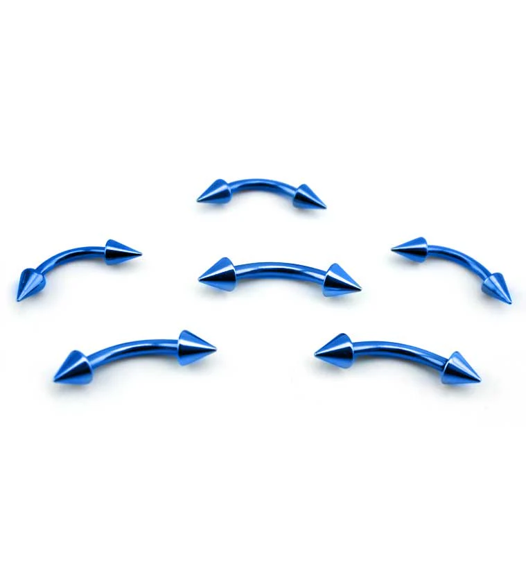 Blue PVD Spiked Curved Barbell - Image 2