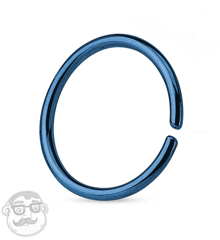 Blue Seamless Stainless Steel Hoop Ring - Image 2