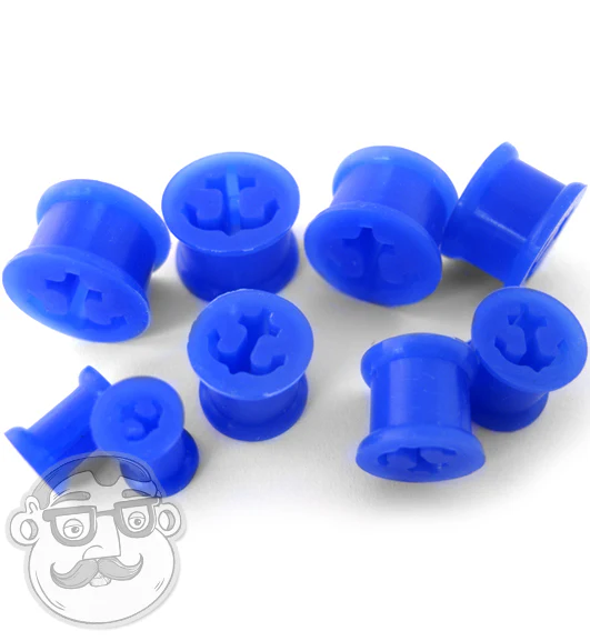 Blue Silicone Anchor Tunnel Plugs - Image 2
