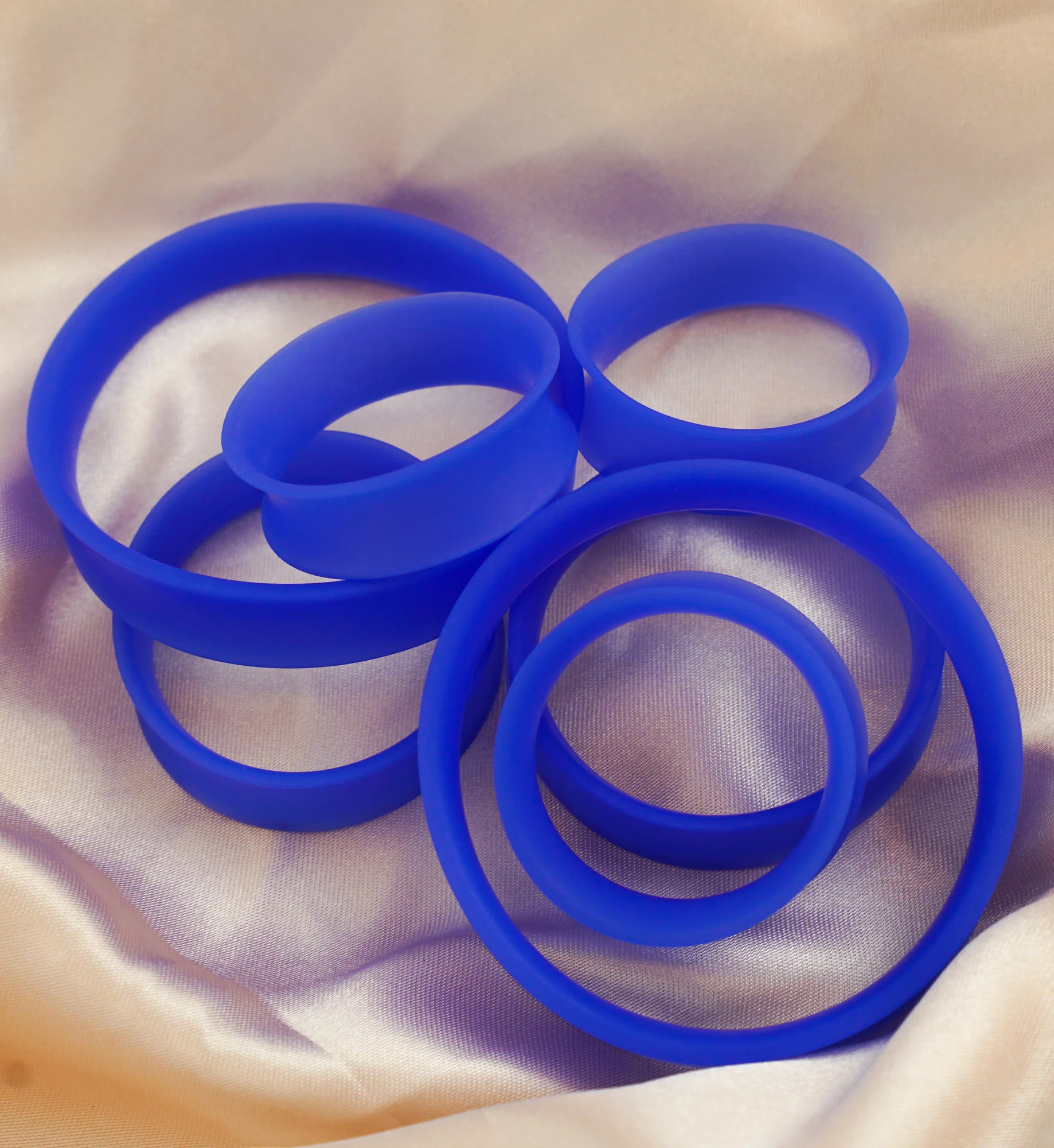 Blue Silicone Ear Skins Tunnels - Image 2