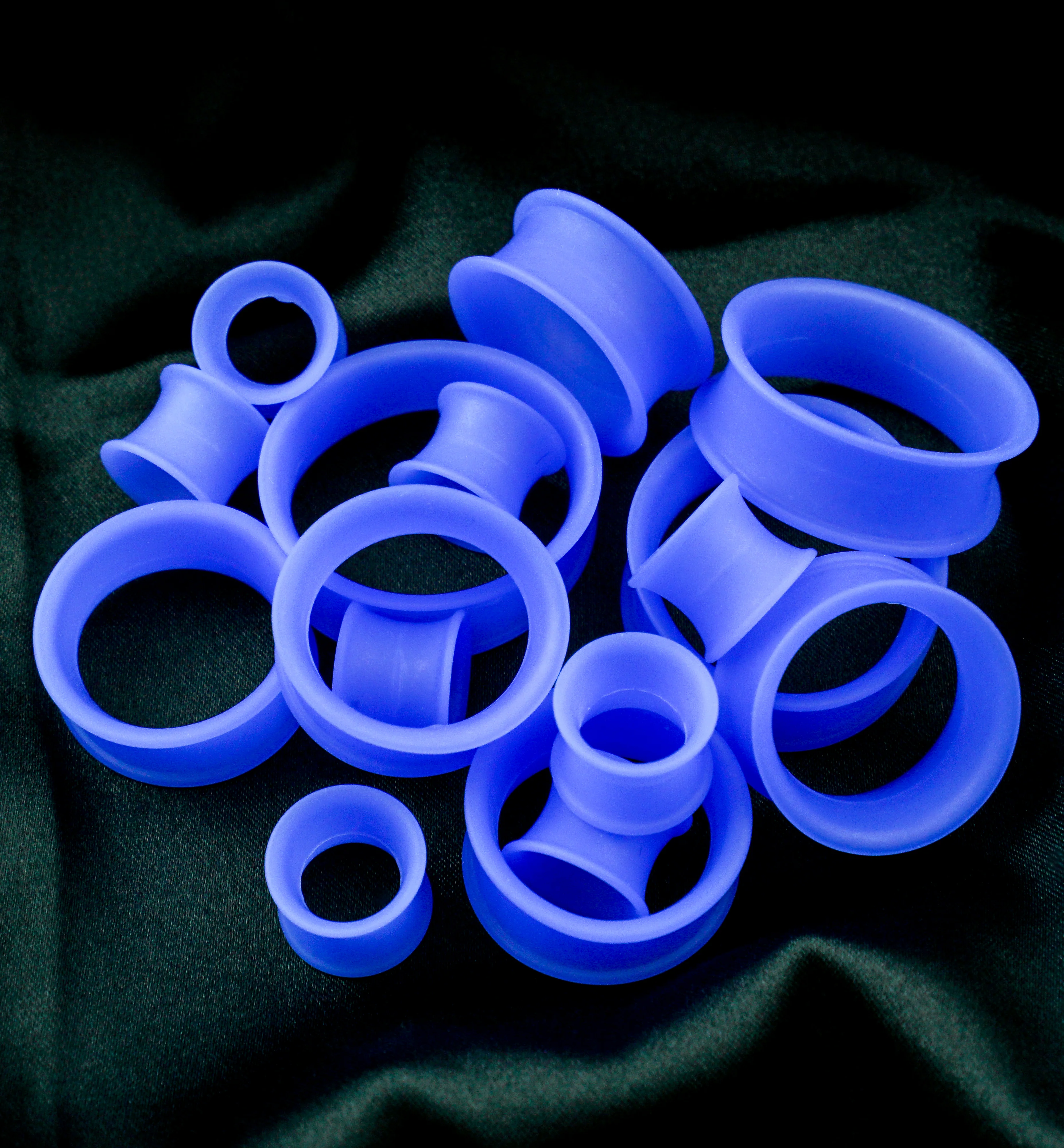 Blue Silicone Ear Skins Tunnels - Image 3