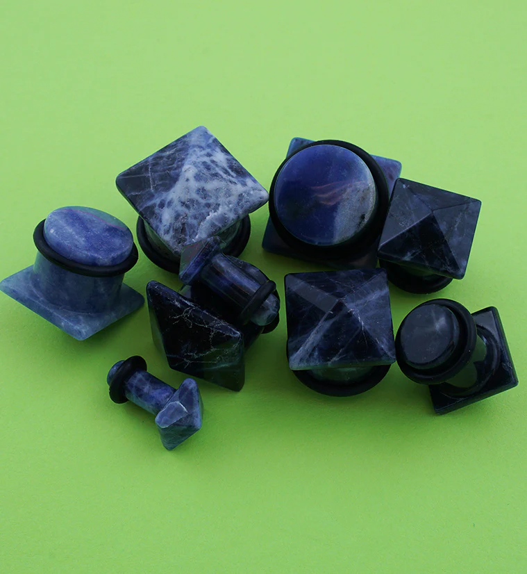 Blue Sodalite Stone Squared Plugs - Image 2