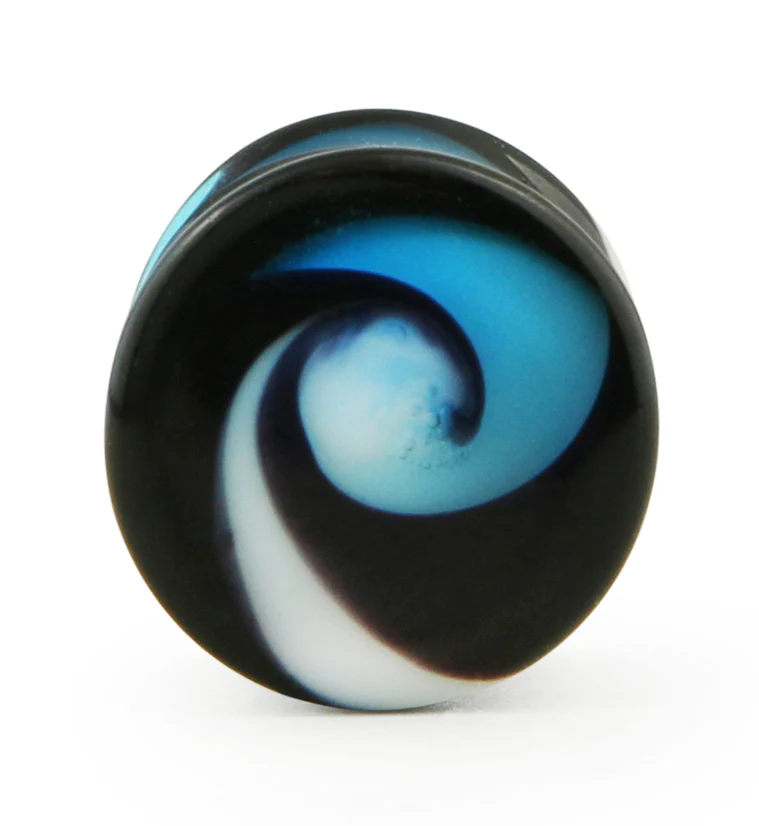 Blue Spiral Design Glass Plugs - Image 5