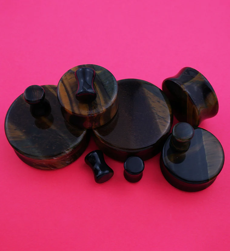 Blue Tigers Eye Stone Plugs - Image 2