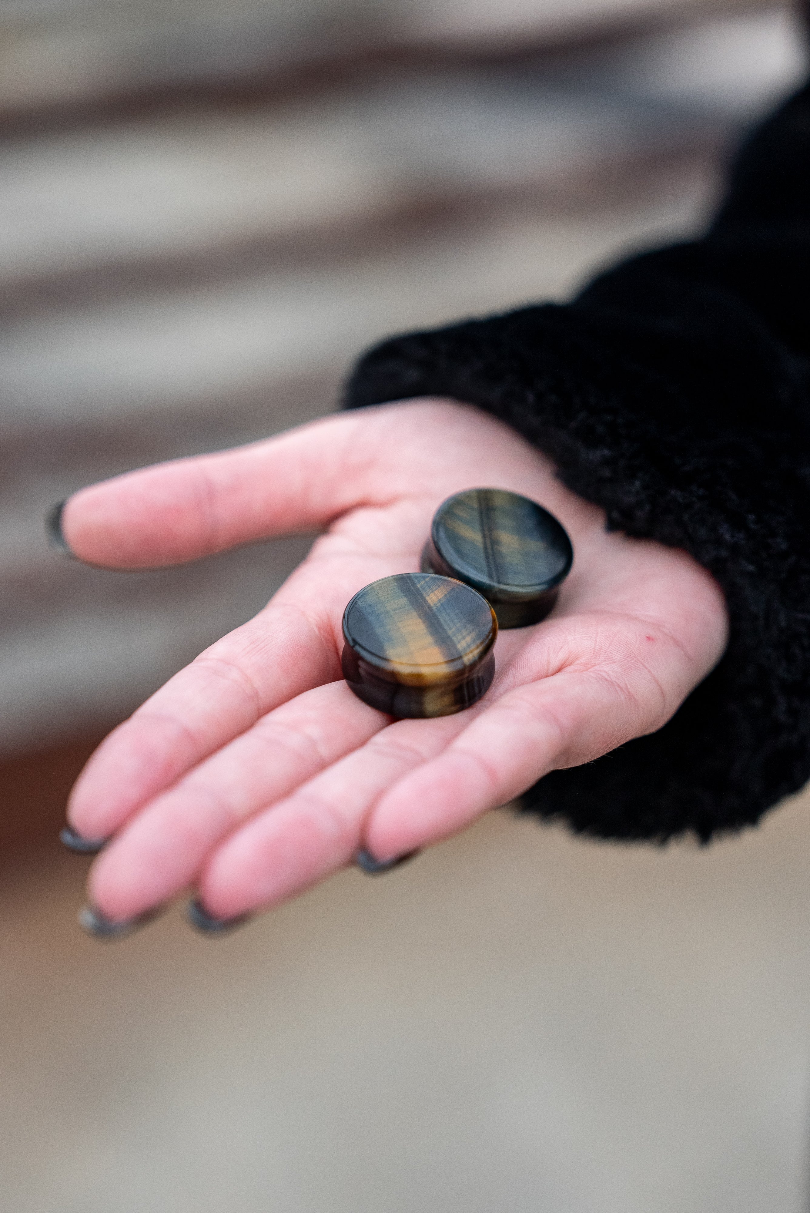 Blue Tigers Eye Stone Plugs - Image 9