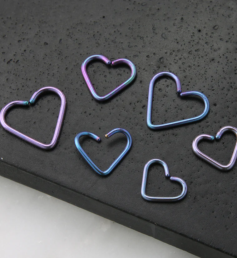 Blurple Anodized Heart Seamless Titanium Hoop Ring - Image 2