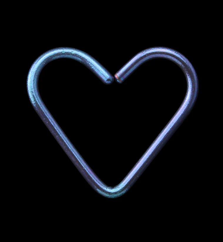 Blurple Anodized Heart Seamless Titanium Hoop Ring - Image 3