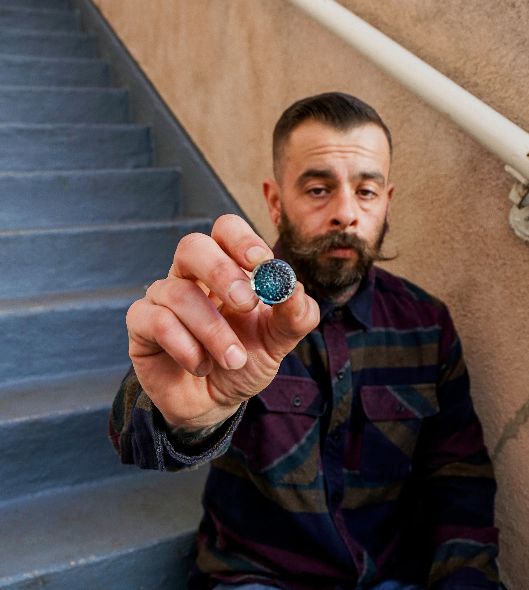 Blurple Hammered Glass Double Flare Plugs - Image 5