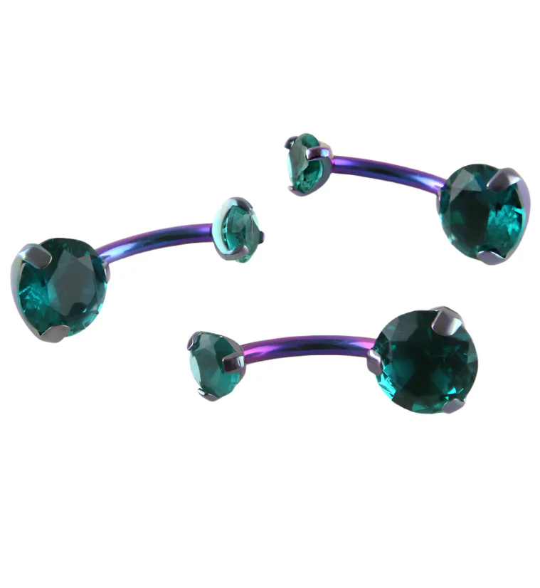 Blurple Titanium Belly Button Ring - Blue Swarovski CZ Gem