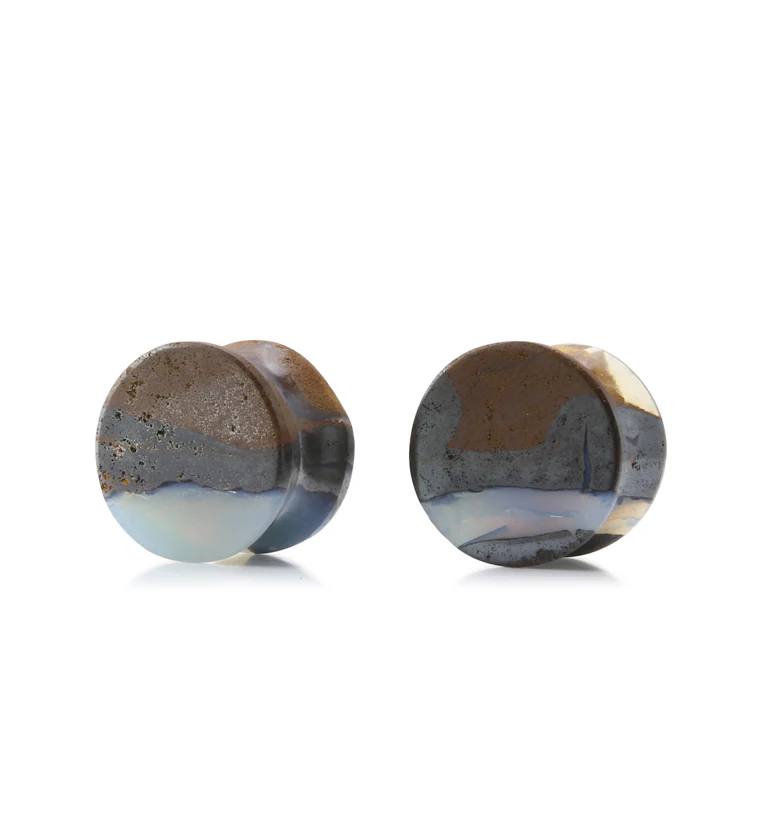 Boulder Opal Stone Plugs 1/2" (12.5mm) Version 9 - Image 2