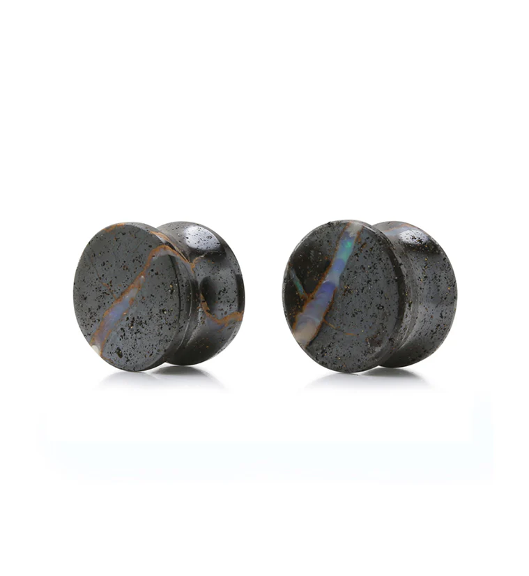 Boulder Opal Stone Plugs 1/2" (12mm) Version 4 - Image 2