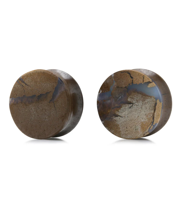 Boulder Opal Stone Plugs 3/4" (19.5mm) Version 4 - Image 2