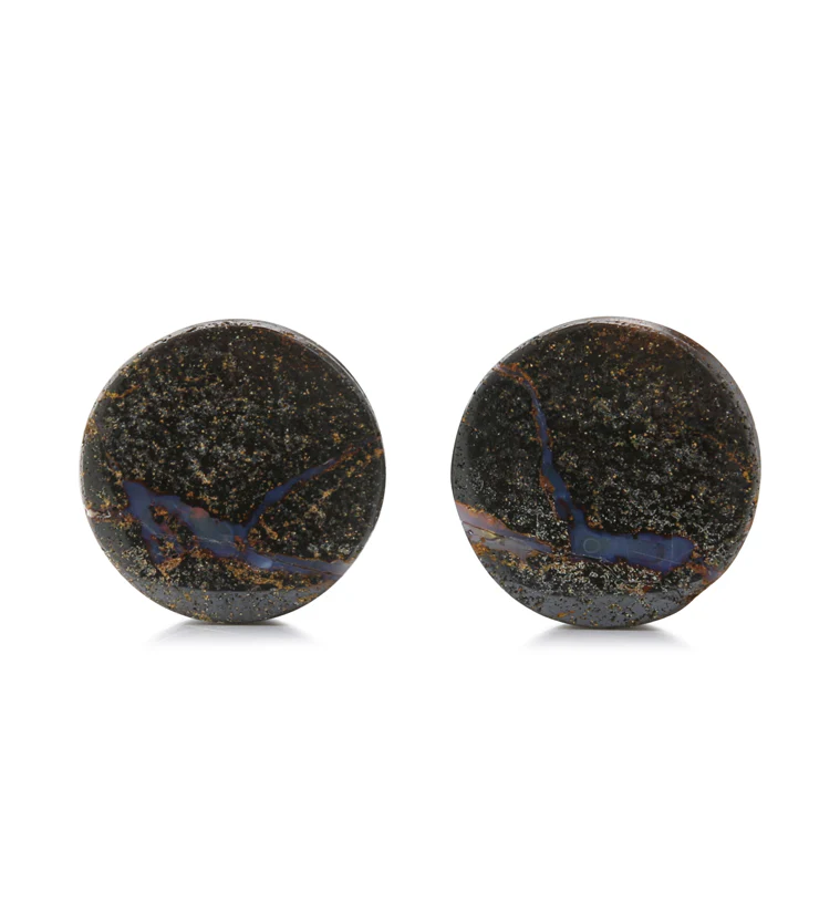 Boulder Opal Stone Plugs 5/8" (16mm) Version 4