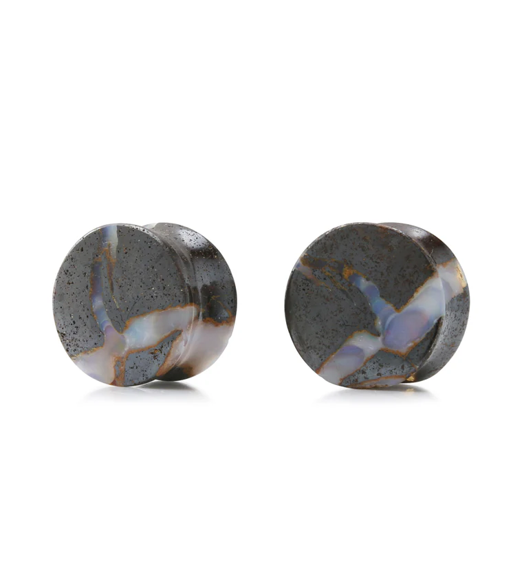 Boulder Opal Stone Plugs 9/16" (14mm) Version 3 - Image 2