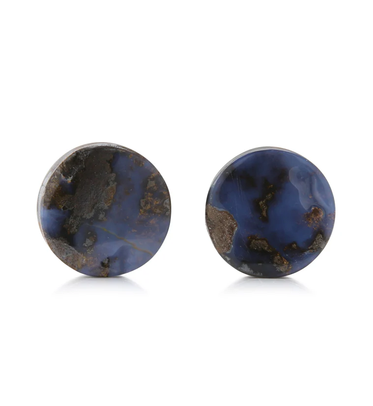 Boulder Opal Stone Plugs 9/16" (14mm) Version 5