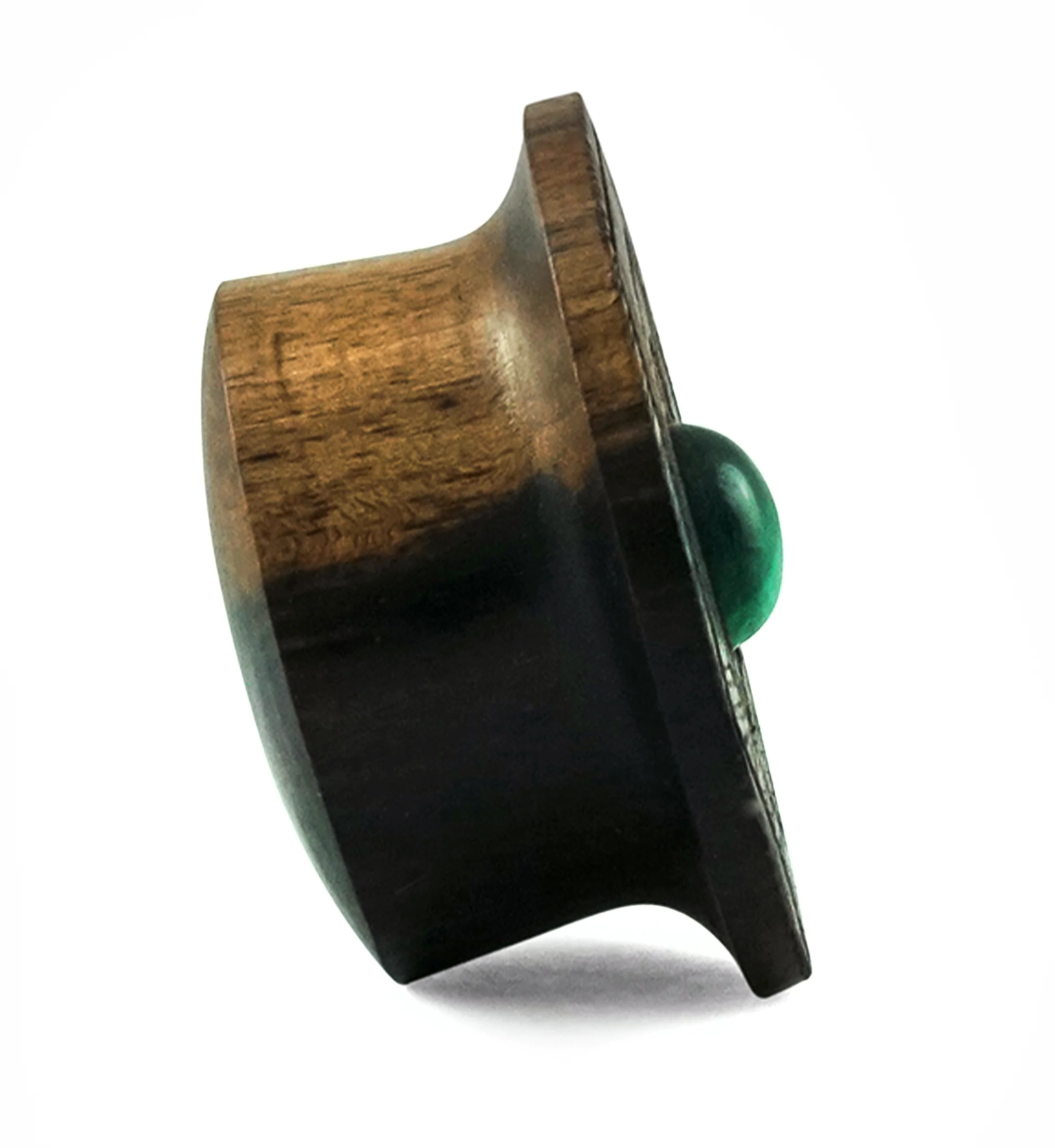 Boundary Geo Malachite Stone Inlay Areng Wood Mayan Flare Plugs - Image 3