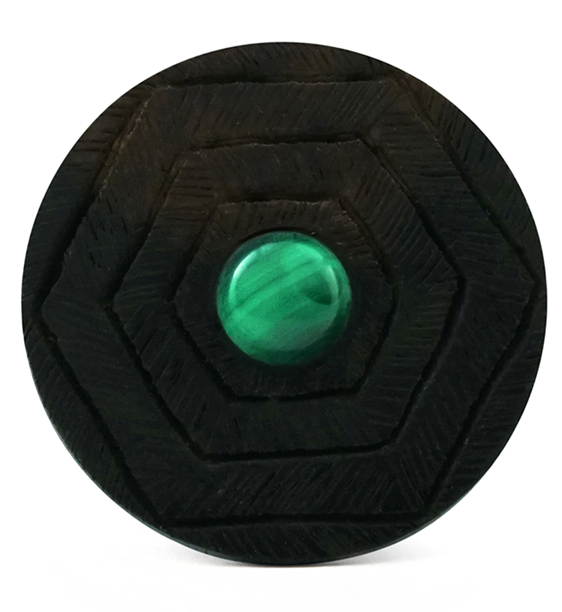 Boundary Geo Malachite Stone Inlay Areng Wood Mayan Flare Plugs - Image 4