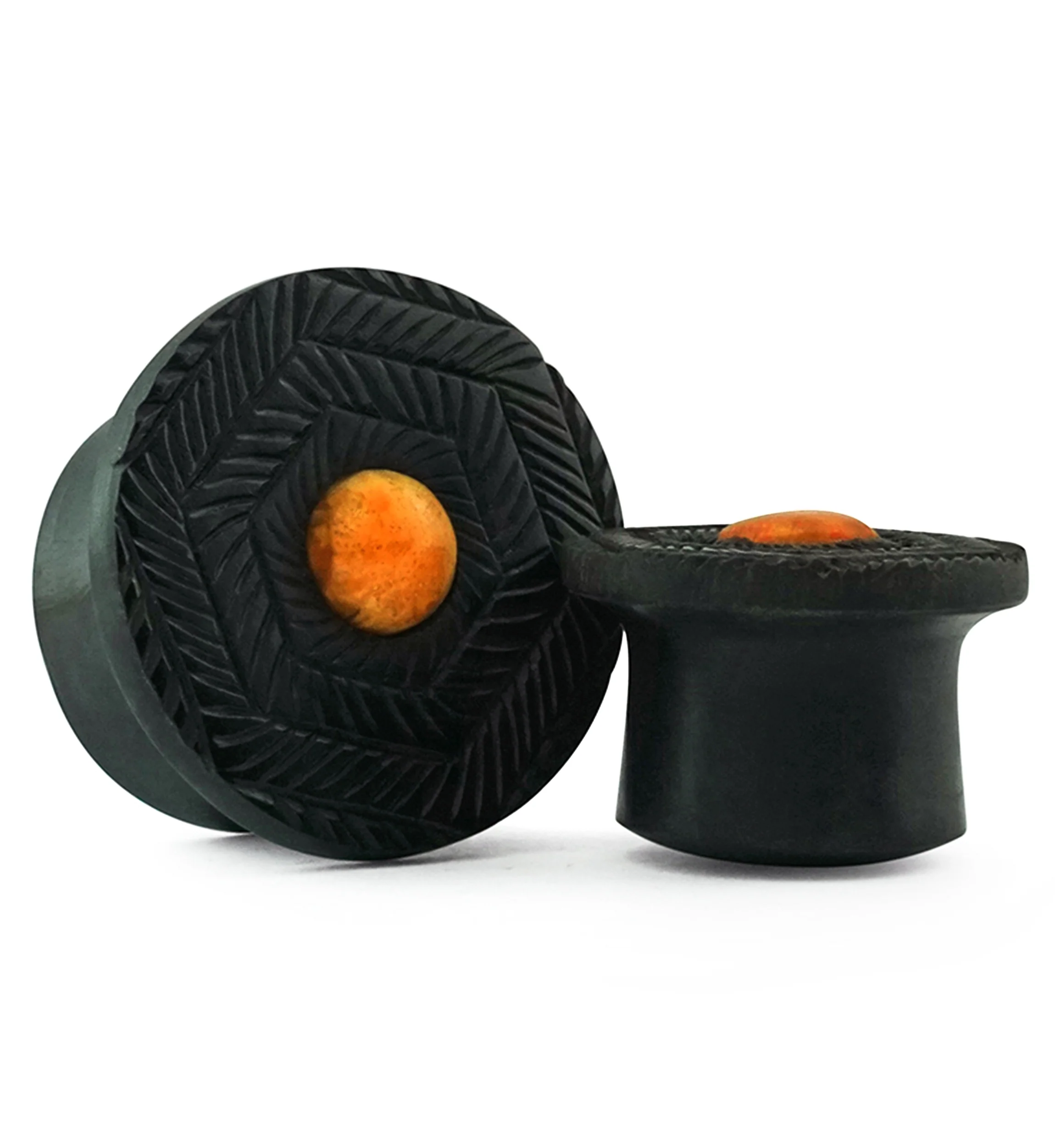 Boundary Geo Sponge Coral Inlay Areng Wood Mayan Flare Plugs