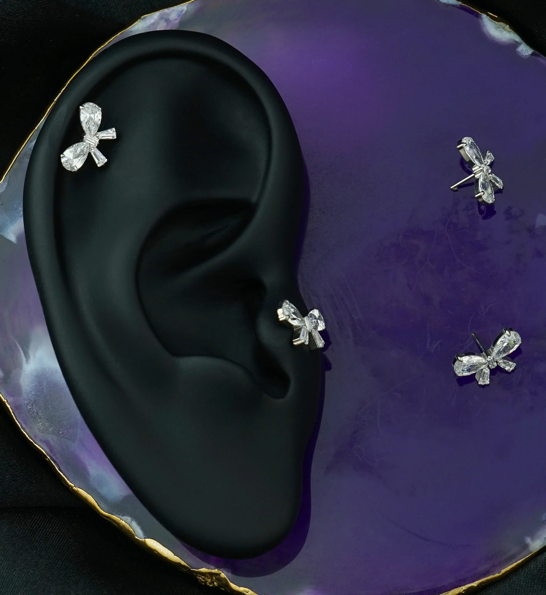 Bow Clear CZ Titanium Threadless Top - Image 2