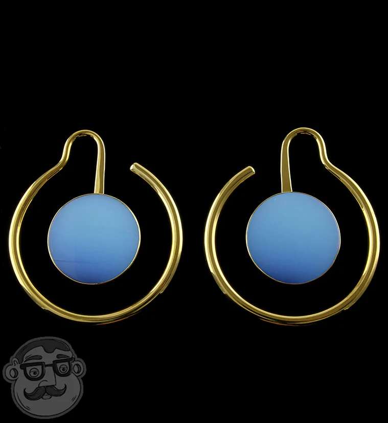 Brass Capa Opalite Glass Ear Weights
