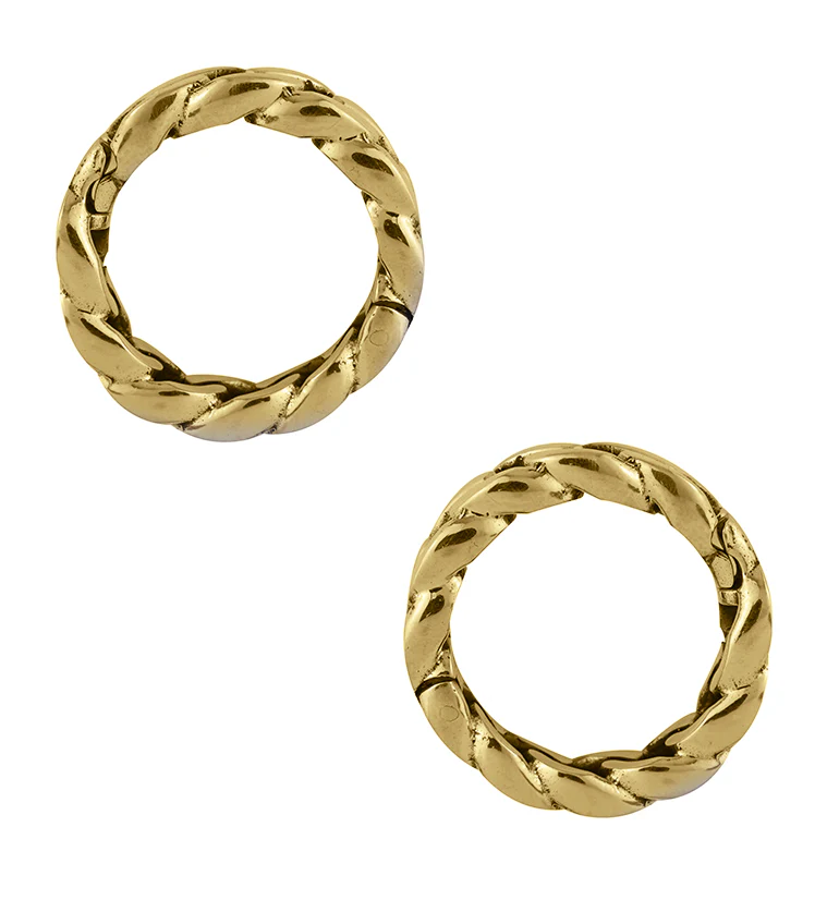 Brass Curb Chain Hoop Hinged Ear Weights