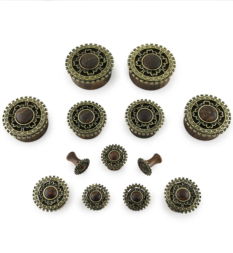 Brass Lineal Top Rose Wood Plugs - Image 3