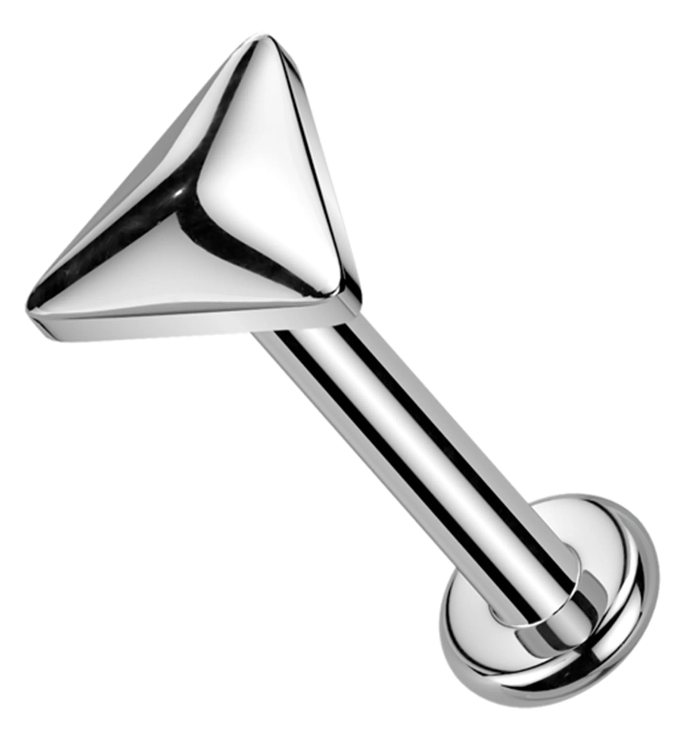 Compact Triangle Internally Threaded Titanium Flat Disk Labret