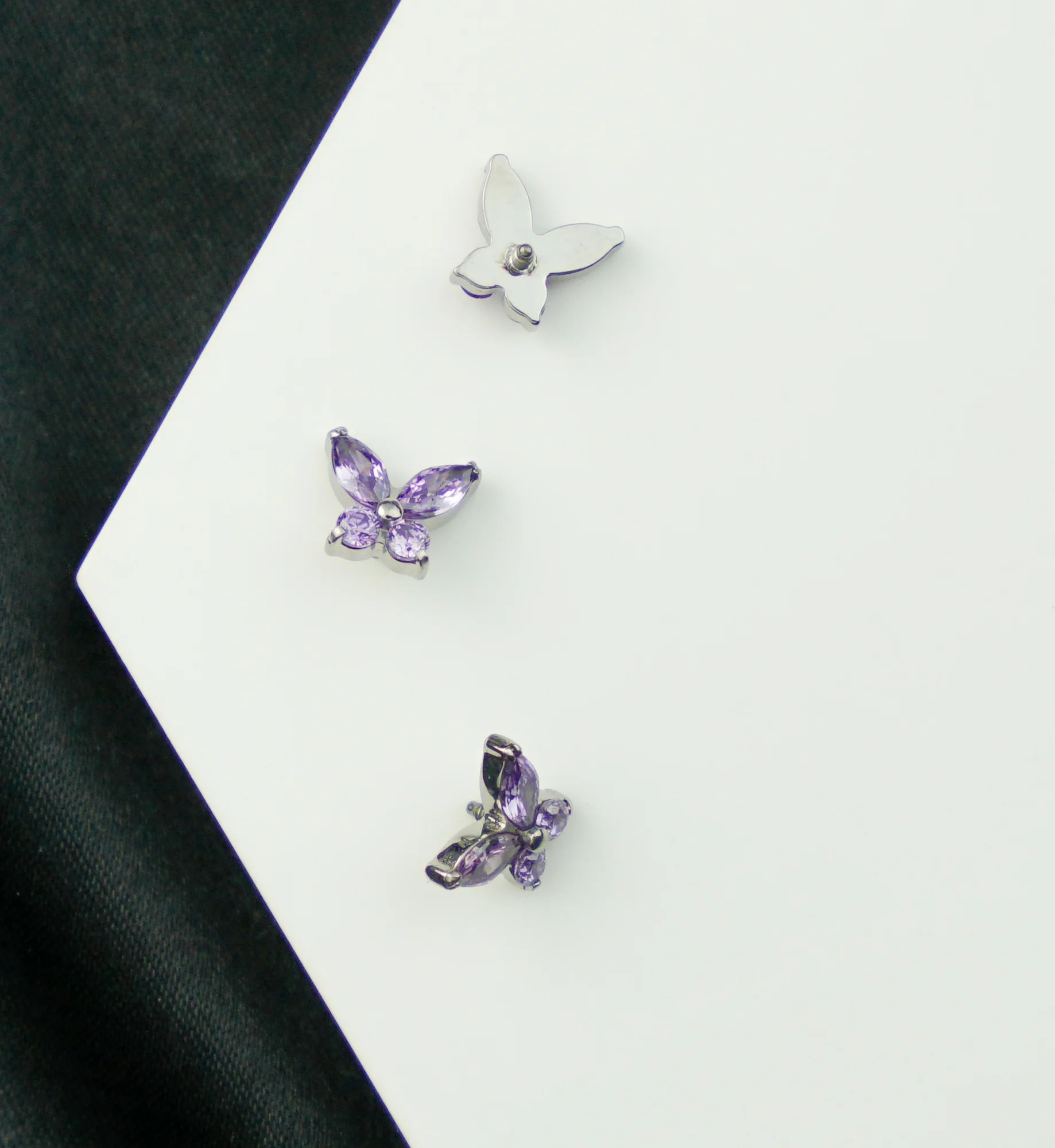 Butterfly Amethyst CZ Internally Threaded Titanium Top - Image 2