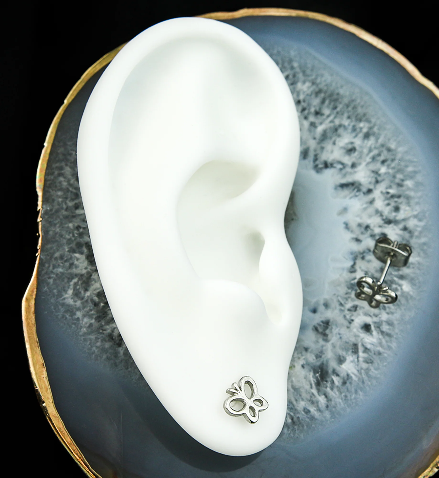 Butterfly Trace Stainless Steel Stud Earrings - Image 2