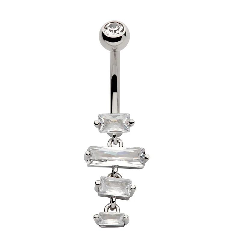 Cachet Clear CZ Stainless Steel Belly Button Ring