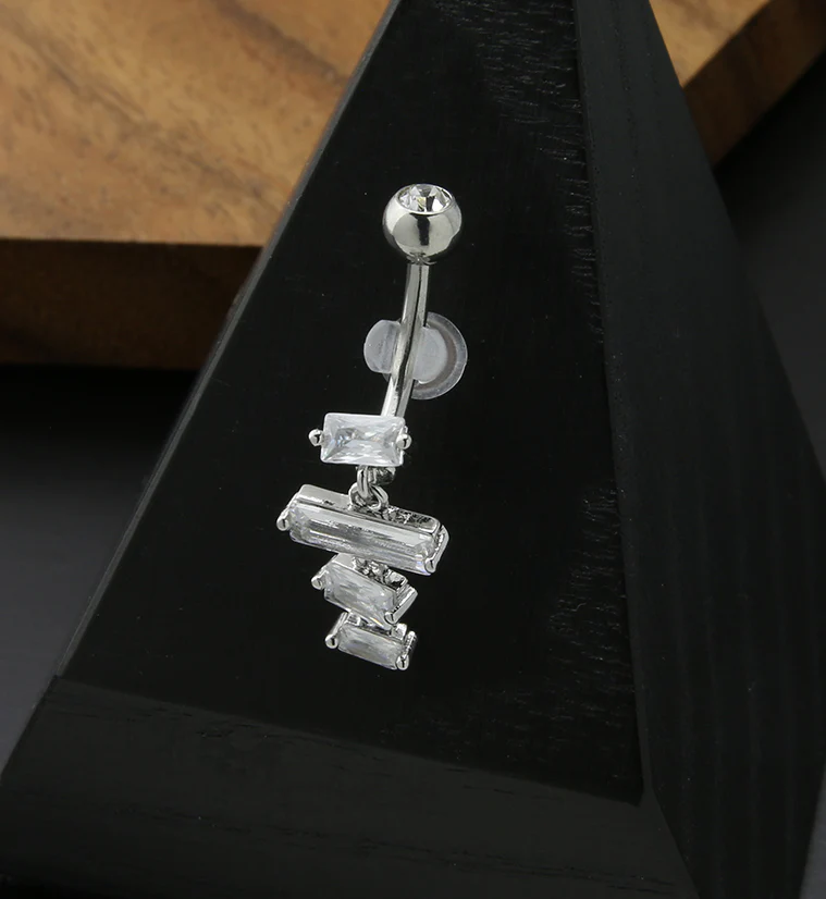 Cachet Clear CZ Stainless Steel Belly Button Ring - Image 2