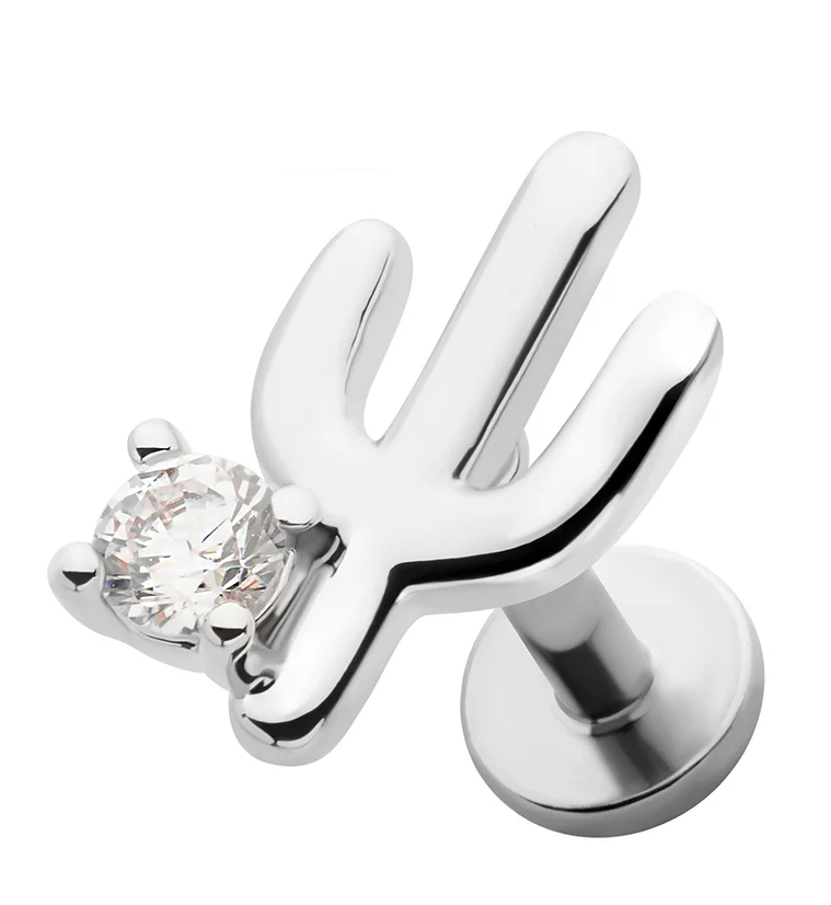 Cactus CZ Stainless Steel Threadless Labret