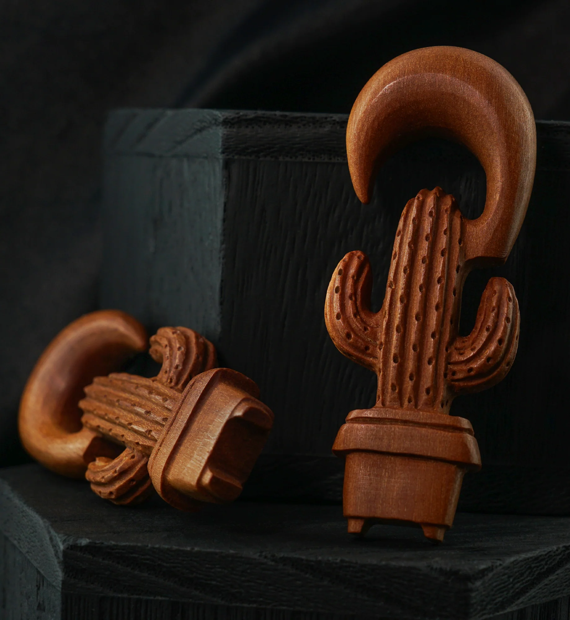 Cactus Planter Wooden Spiral Hangers - Image 2